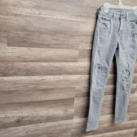 American Eagle Gray Mens 28X32 Airflex + Plus Skinny Jeans Denim Distressed - Picture 4 of 16